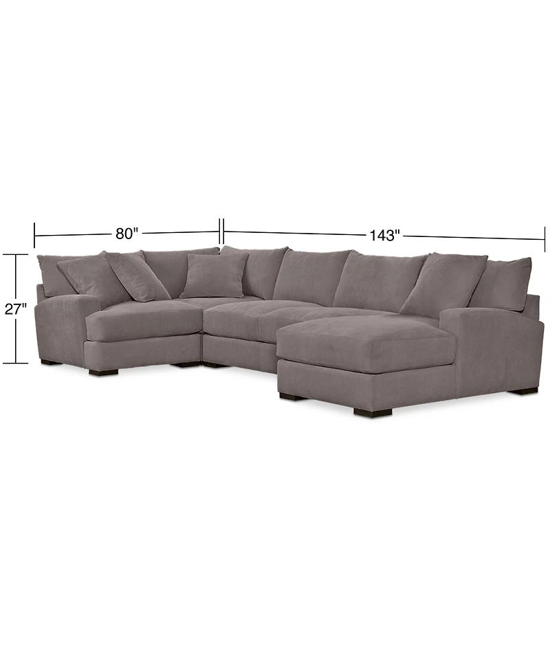 Closeout! Rhyder 4-Pc. 80'' Fabric Sectional Sofa with Chaise, Created for Macy's