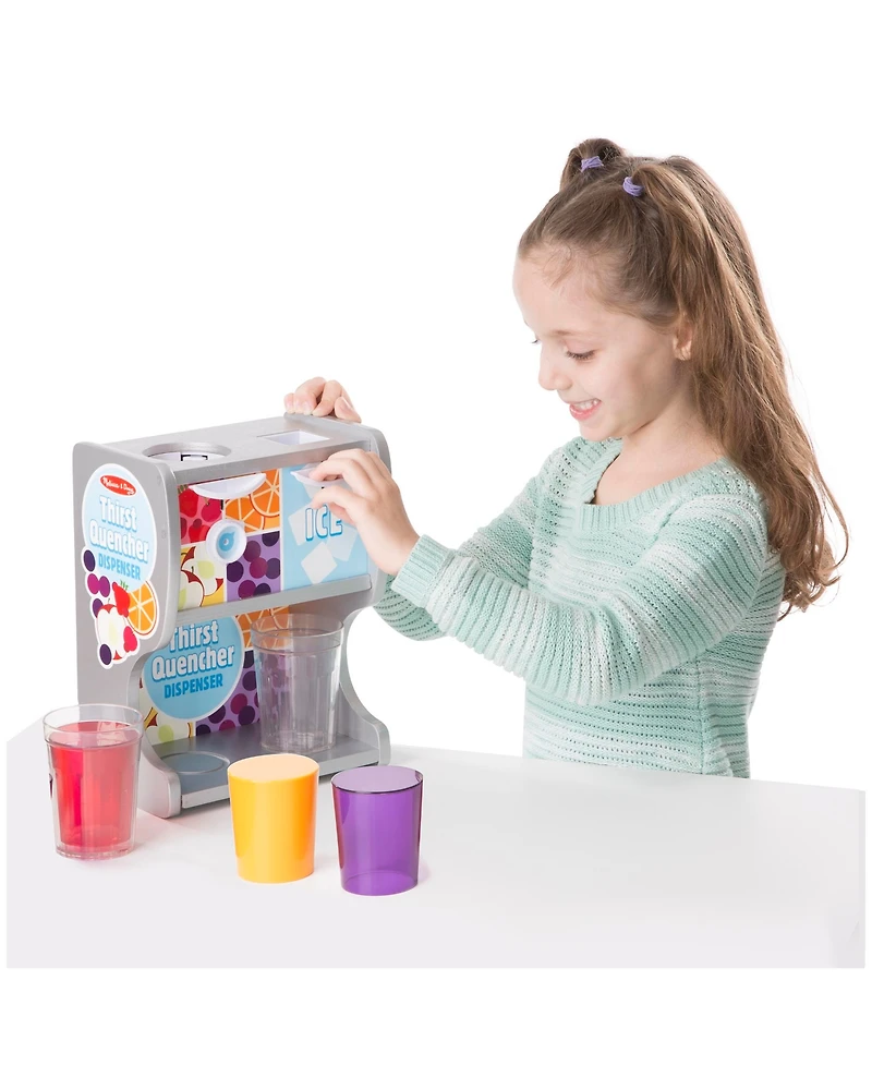 Melissa & Doug Wooden Thirst Quencher Drink Dispenser with Cups, Juice Inserts, Ice Cubes