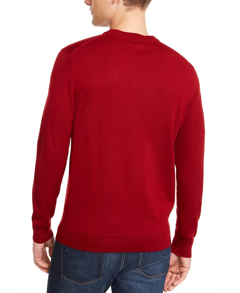 Club Room Men's Solid Crew Neck Merino Wool Blend Sweater
