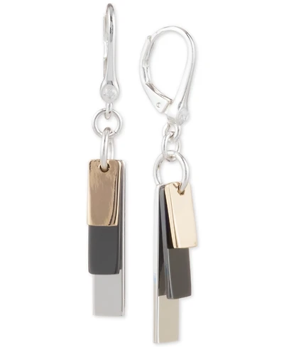Dkny Tri-Tone Shaky Block Drop Earrings