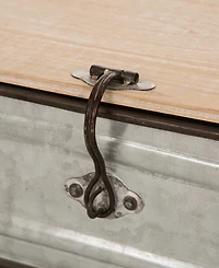 Glitzhome Set of 2 Galvanized Wood Storage Chests