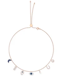 Swarovski Rose Gold-Tone Crystal Protective Charm Bolo Necklace