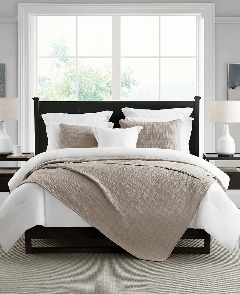 Cathay Home Inc. Enzyme Washed Crinkle Quilt Set, Full/Queen