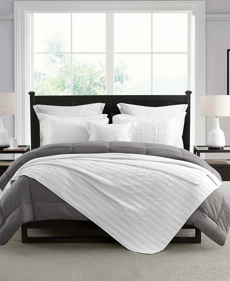 Cathay Home Inc. Enzyme Washed Crinkle Quilt Set, Full/Queen