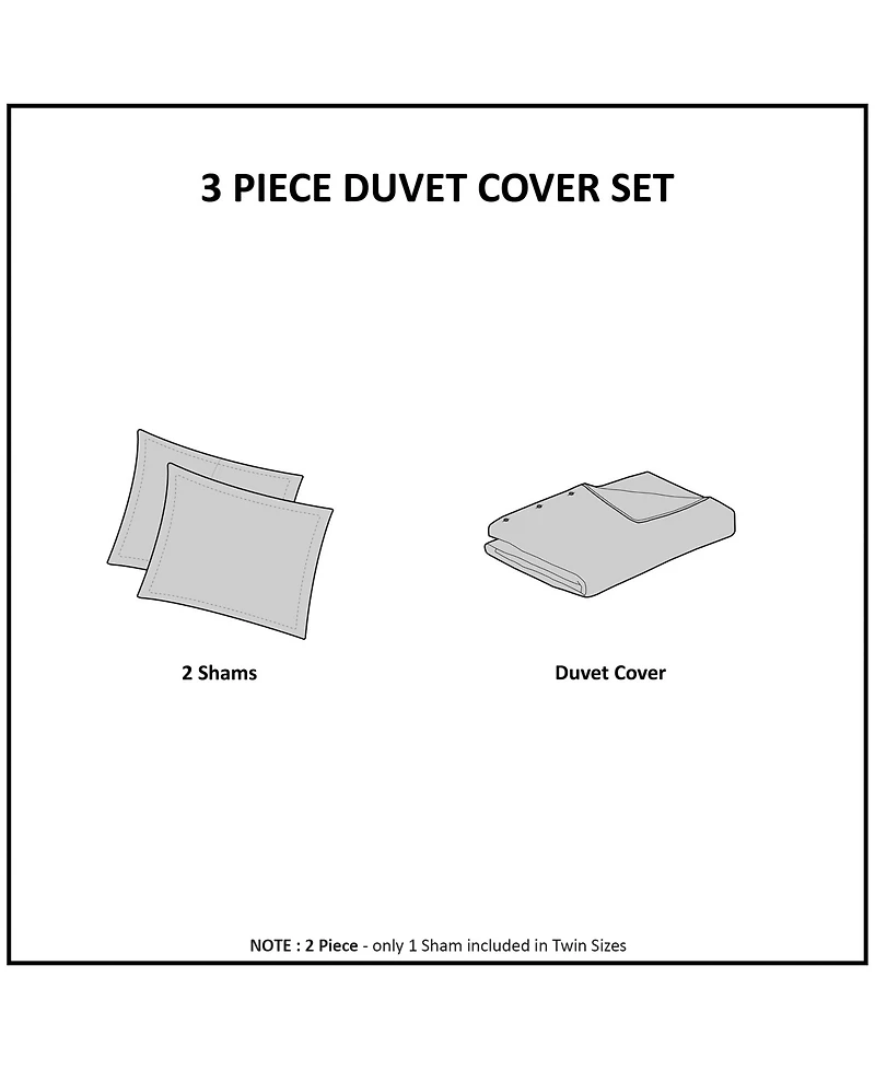 Madison Park Bahari Palm Tufted 3-Pc. Duvet Cover Set, Full/Queen