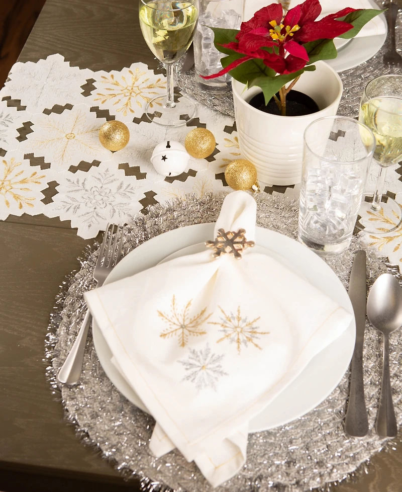 Design Imports Sparkle Snowflakes Embroidered Napkin, Set of 6