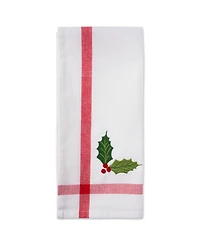 Design Imports Stripe Holly Mistletoe Holiday embroidered Dishtowel Set