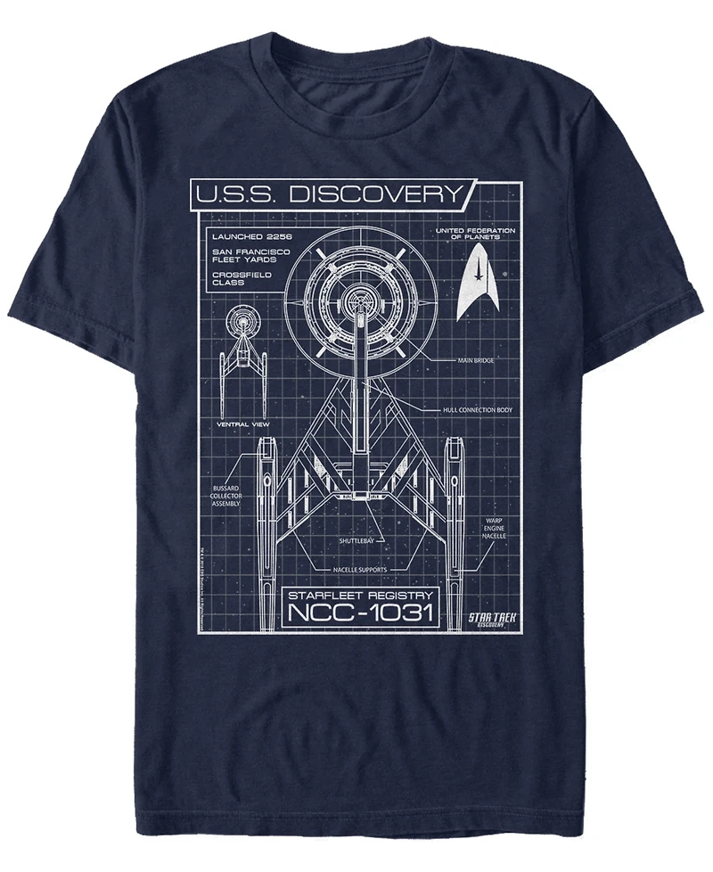Star Trek Men's Discovery Ncc-1031 Schematic Short Sleeve T-Shirt