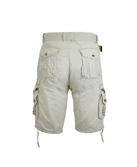 Galaxy By Harvic Men's Belted Cargo Shorts with Twill Flat Front Washed Utility Pockets