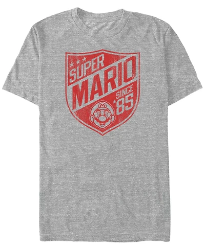 Nintendo Men's Super Mario Since '85 Shield Logo Short Sleeve T-Shirt
