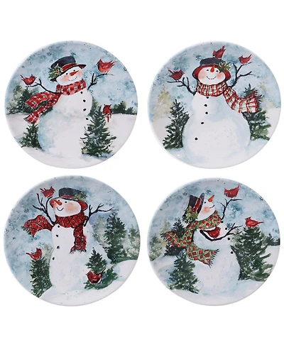 Certified International Watercolor Snowman 4-Pc. Dinner Plate
