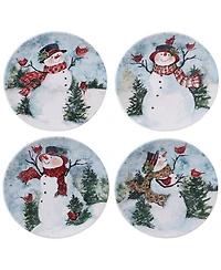 Certified International Watercolor Snowman 4-Pc. Dinner Plate