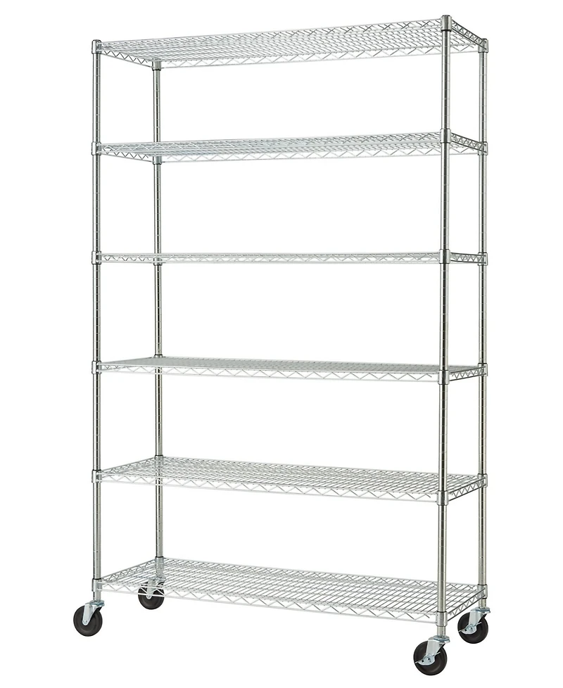 Trinity Basics 6-Tier Wire Shelving Rack Includes Wheels