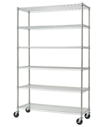 Trinity Basics 6-Tier Wire Shelving Rack Includes Wheels