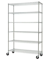 Trinity Basics 6-Tier Wire Shelving Rack Includes Wheels