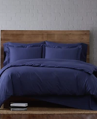 Brooklyn Loom Solid Cotton Percale -Pc. Duvet Cover Set
