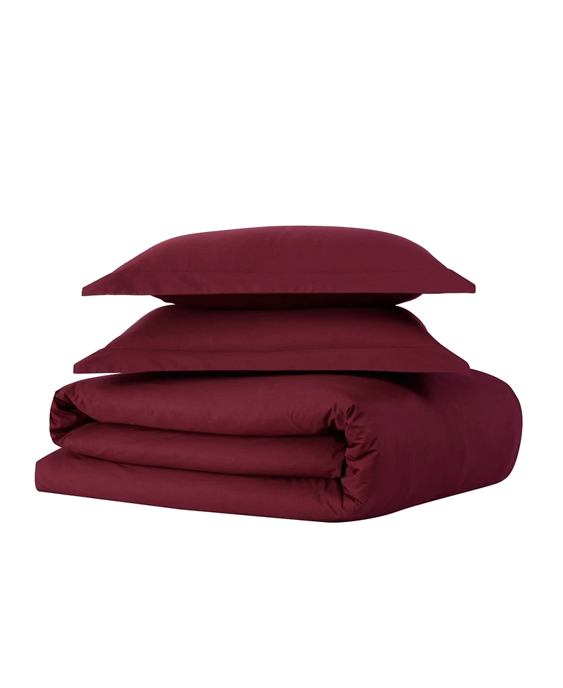 Brooklyn Loom Solid Cotton Percale 2-Pc. Duvet Cover Set, Twin Xl