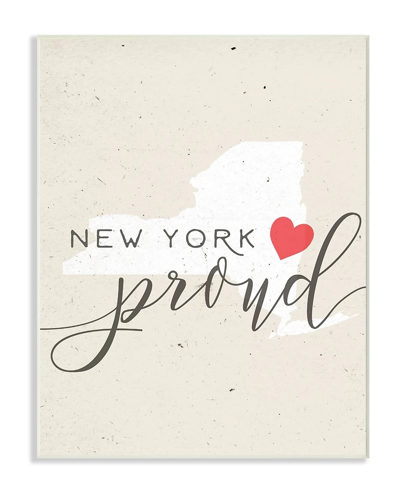 Stupell Industries New York Proud with Heart Wall Plaque Art, 10" x 15"