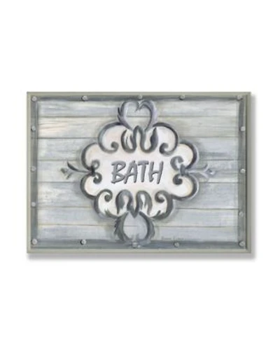 Stupell Industries Bath Gray Bead Board With Scroll Plaque Bathroom Art Collection
