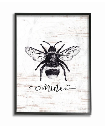 Stupell Industries Bee Mine Drawing on Wood Framed Giclee Art, 16" x 20"