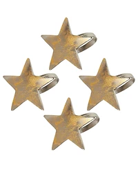 Saro Lifestyle Dinner Napkin Ring with Texture Star Top, Set of 4