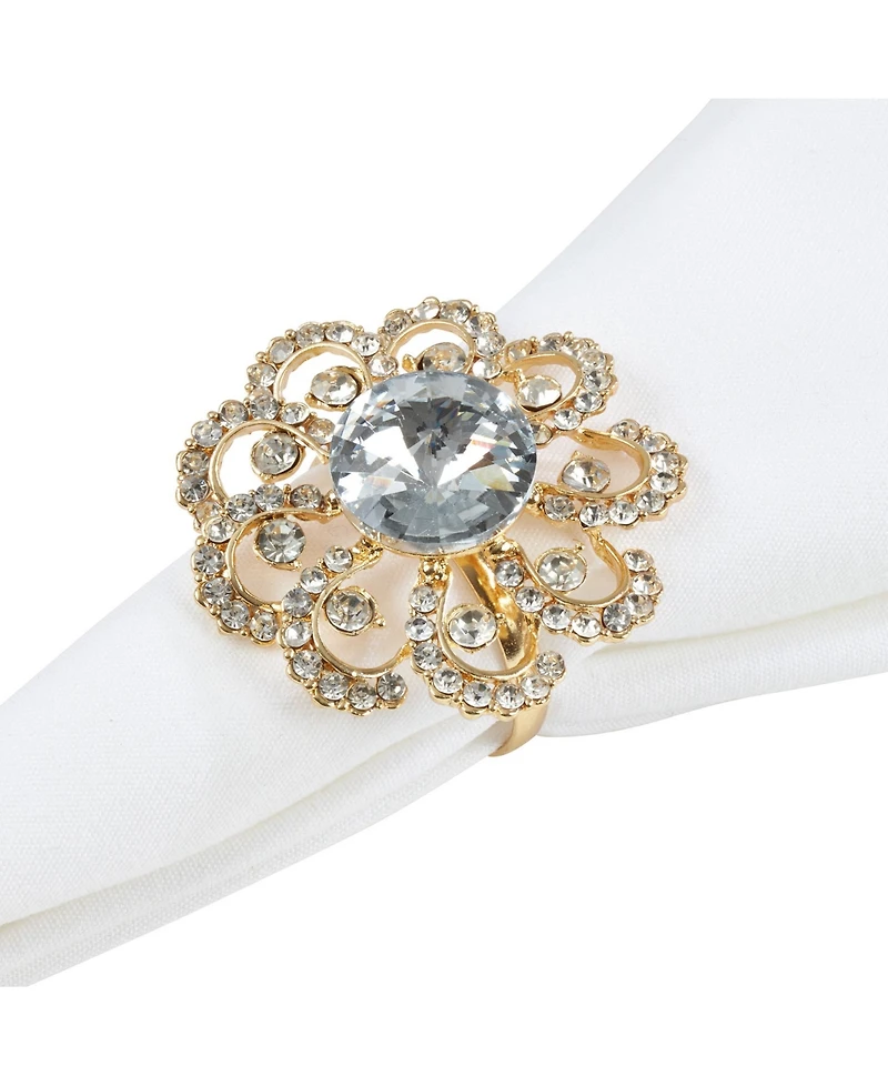 Saro Lifestyle Napkin Ring with Large Jewels Design, Set of 4