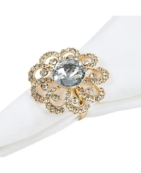 Saro Lifestyle Napkin Ring with Large Jewels Design, Set of 4