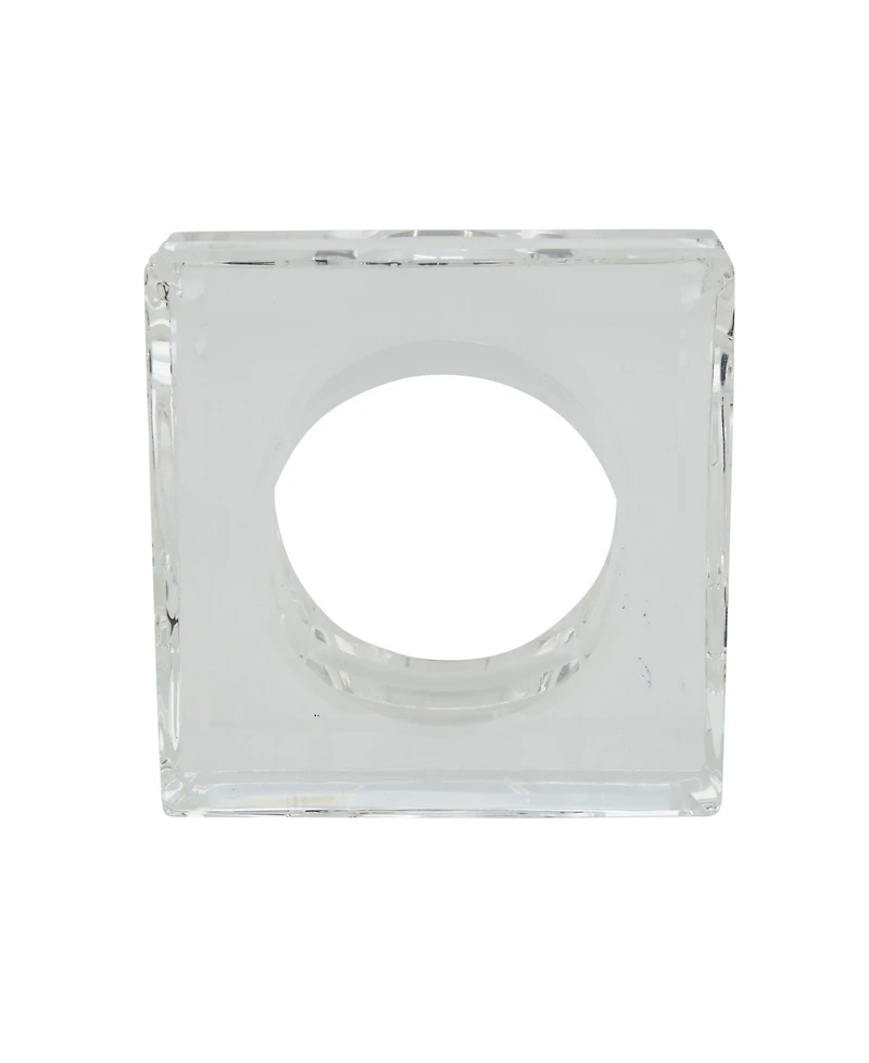 Saro Lifestyle Glass Crystal Doubled Block Napkin Ring, Set of 4