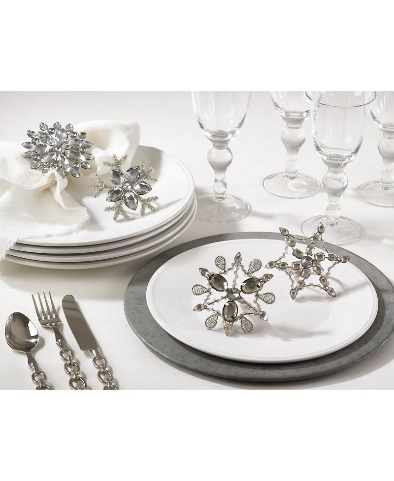 Saro Lifestyle Napkin Ring Collection Snowflake Design Napkin Ring, Set of 4