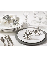 Saro Lifestyle Napkin Ring Collection Snowflake Design Napkin Ring, Set of 4