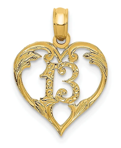 13 in Heart Pendant in 14k Yellow Gold