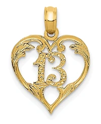 13 in Heart Pendant in 14k Yellow Gold