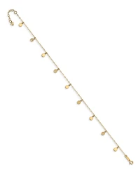 Dangle Circle Charm Anklet in 14k Yellow Gold