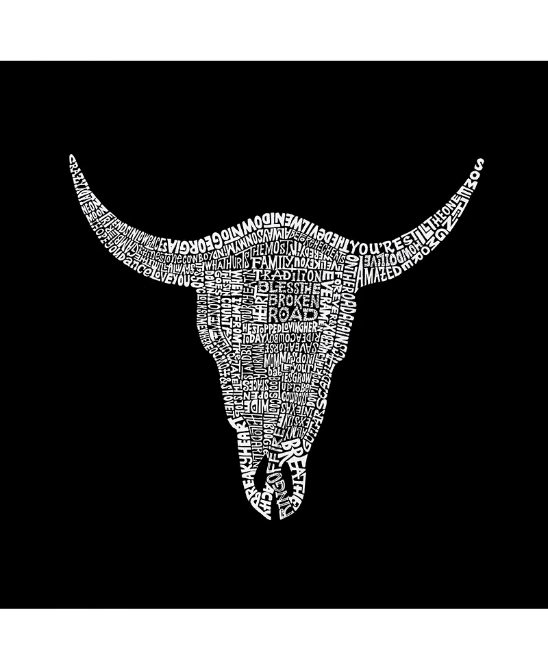 La Pop Art Men's Word Long Sleeve T-Shirt - Cowskull Country Hits