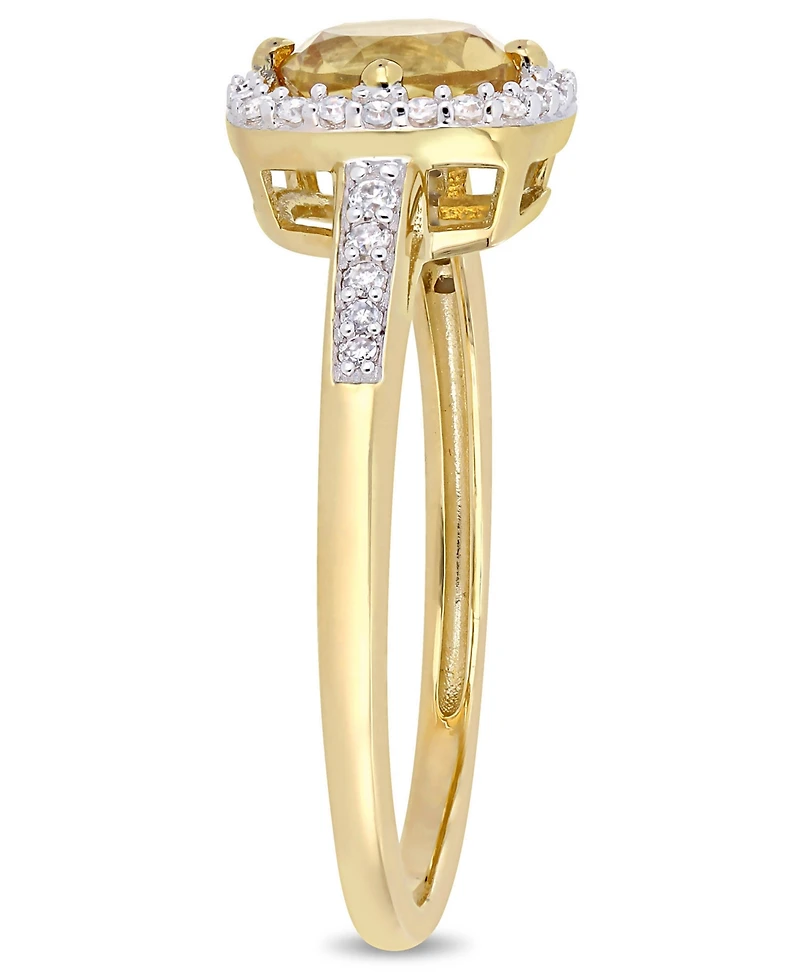 Citrine (3/4 ct. t.w.) and Diamond (1/7 Halo Ring 10k Yellow Gold