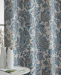 Hlc.me Amalfi Paisley Faux Silk 100% Blackout Room Darkening Thermal Lined Curtain Grommet Panels for Bedroom
