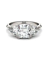 Moissanite Three Stone Ring 3 ct. t.w. Diamond Equivalent 14k White Gold