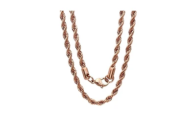 Steeltime Men's 18k Rose gold Plated Stainless Steel Rope Chain 30" Necklace