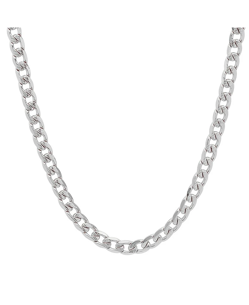 Steeltime Men's Stainless Steel Accented 6mm Cuban Chain 24" Necklaces