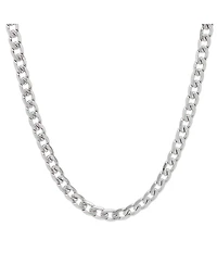 Steeltime Men's Stainless Steel Accented 6mm Cuban Chain 24" Necklaces