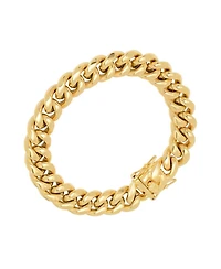 Steeltime Men's 18k gold Plated Stainless Steel Miami Cuban Chain Link Style Bracelet with 12mm Box Clasp Bracelet
