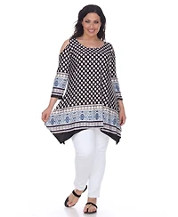 White Mark Plus Antonia Cut-Out Shoulder Tunic