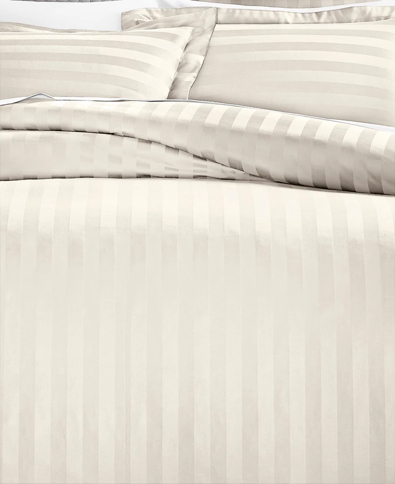 Charter Club 1.5" Stripe 550 Thread Count 100% Cotton 3-Pc. Duvet Cover Set, Full/Queen, Exclusively at Macy's