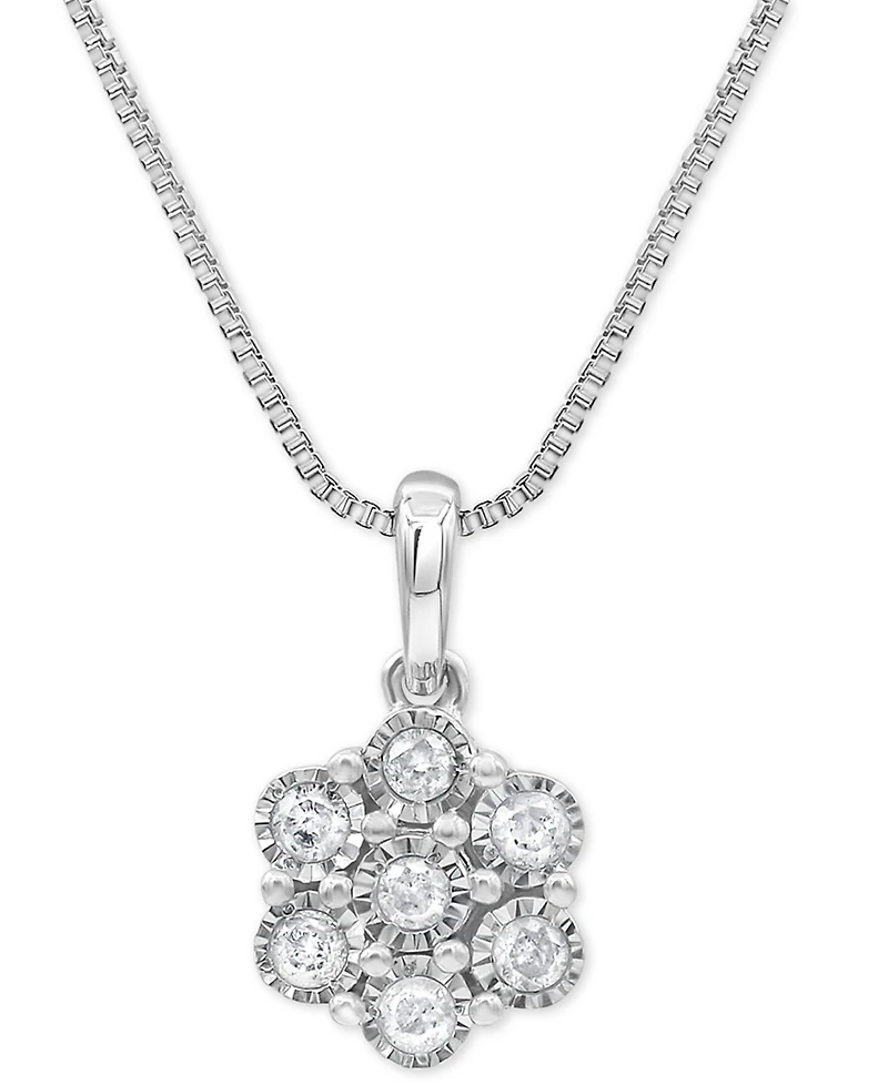 2-Pc. Set Diamond Cluster Pendant Necklace & Matching Stud Earrings (1/2 ct. t.w.) in Sterling Silver