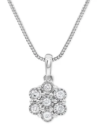2-Pc. Set Diamond Cluster Pendant Necklace & Matching Stud Earrings (1/2 ct. t.w.) in Sterling Silver
