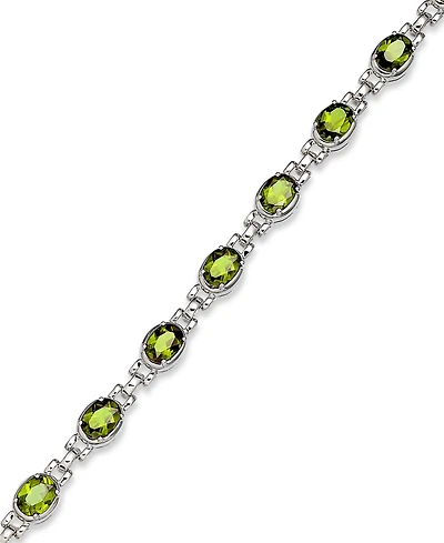 Sterling Silver Bracelet, Peridot Oval Link Bracelet (12 ct. t.w.)
