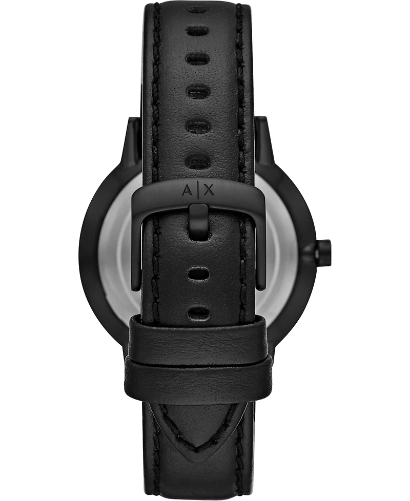 Men's Black Leather Strap Watch 42mm