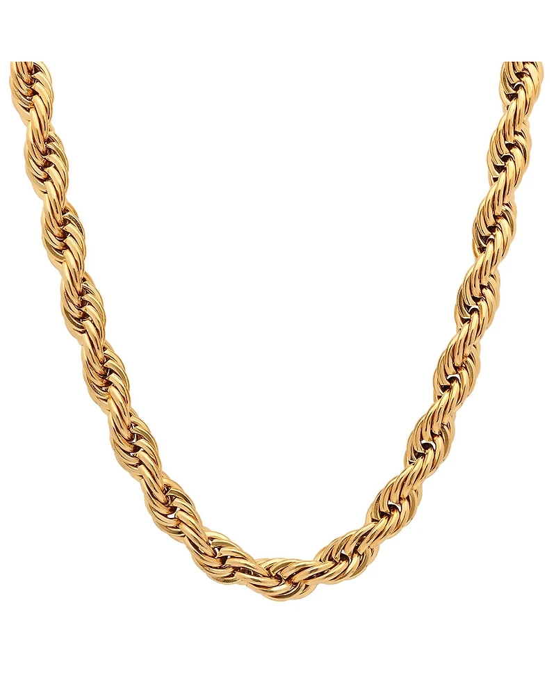 Steeltime Men's 18k gold Plated Stainless Steel Rope Chain 24" Necklace