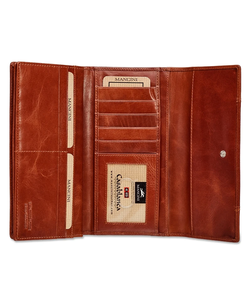 Mancini Casablanca Collection Rfid Secure Ladies Trifold Wing Wallet
