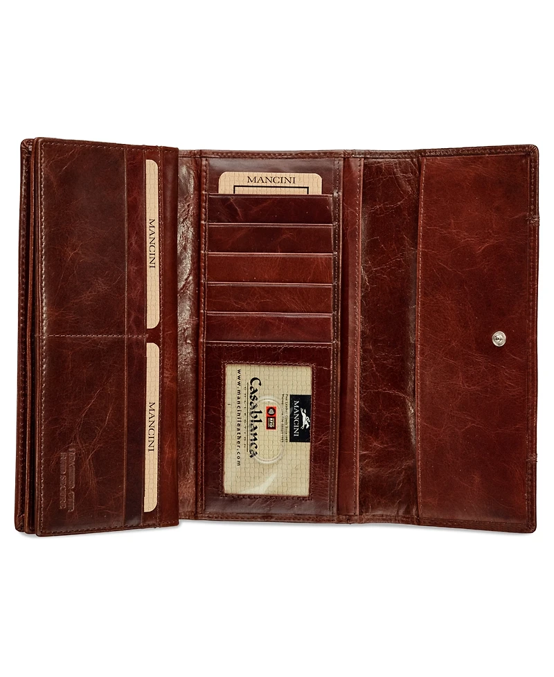 Mancini Casablanca Collection Rfid Secure Ladies Trifold Wing Wallet